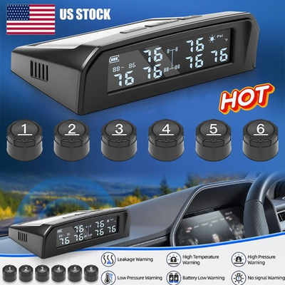 #ad RV Tire Pressure Monitoring System Real Time Solar Trailer TPMS 6 Sensors US $25.49
