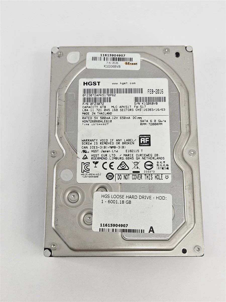 HGST Internal Hard Disk Drives 6 TB Storage Capacity for sale | eBay