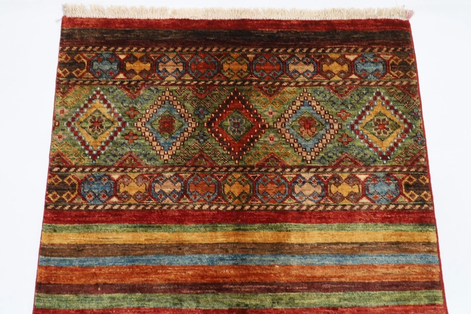 Tapis oriental traditionnel afghan en laine noué à la main 3 x 4 pieds... - Photo 4/4