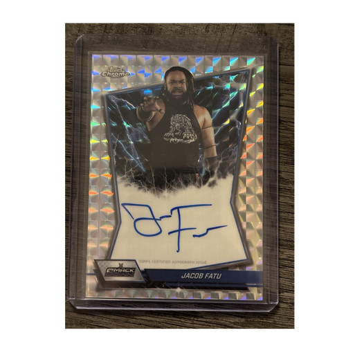 Jacob Fatu [Geometric Refractor] #BBA-JAC 2025 Topps Chrome WWE Blue Brand Autograph card
