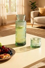 Mouthwash Dispenser for Bathroom, 21.6Oz Vintage Glass Water Carafe Set with ...