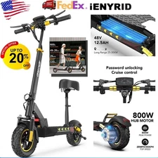 IENYRID Electric Scooter Adult with Seat 800W Folding E-Scooter 28MPH 48V 12.5AH