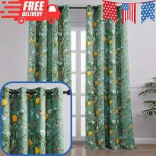 Curtains  Drapes Botanical Floral Sage Green 96 Inches Long 2 Panels