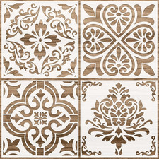 4 Pcs 12 X 12 in Reusable Tile Stencil for Painting Large Pattern