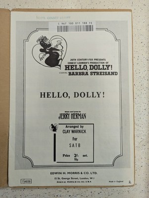 Hermann: Hallo, Dolly!: Vokalmusik Partitur