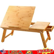 Adjustable Bamboo Lap Desk Multiuse Portable Laptop Bed Tray Tablet Holder New