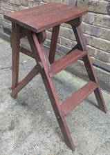 (C)VINTAGE 2 TREAD LIBRARY STEPLADDER - SHELLAC SEALED & WAXED