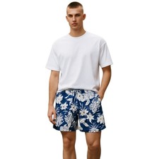 Sonoma Goods for Life Men's Large Swim Trunks Hawaiian Blue White Faux Fly Beach