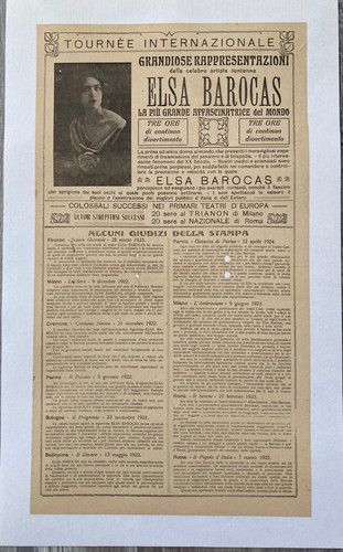 ELSA BAROCAS – MENTALIST  – WORLD'S GREATEST CHARMER CIRCA 1925 POSTER ONLY ONE?