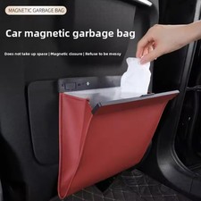 Car Leather Garbage Bag Rear Seat Backrest Hanging Magnetic Absorption Trash Bag