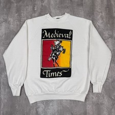 Vintage MEDIEVAL TIMES Sweatshirt Mens Large White Tournament  Dinner 80s