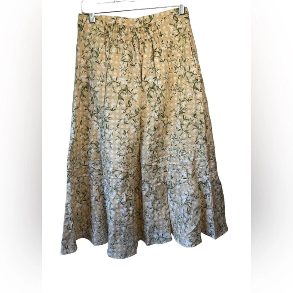 Draper James Floral Rattan Midi Skirt Linen and Lined Cottagecore Grandmacore