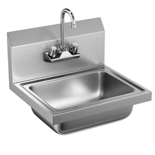 IRONMAX Commercial Stainless Wall Mount Hand Washing Wash Sink Basin w/ Faucet