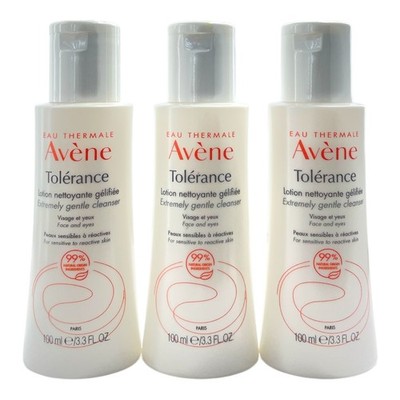 Avene Tolerance Extremely Gentle Cleanser Face and Eyes 100ml/3.3oz LOT OF 3
