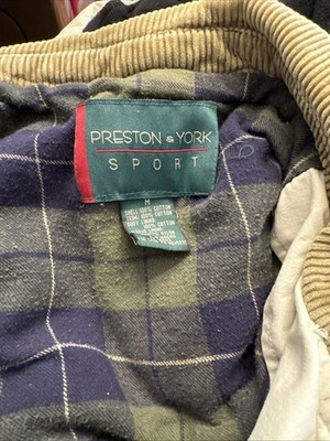 VTG Preston York Sport Chore Barn Coat Jacket Men's MED 90's Plaid Lined Beige