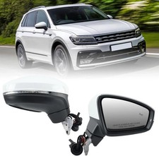 White Right Passenger Mirror Heated Signal Blind Spot For 2018-2025 VW Tiguan
