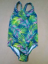 Lands End Girls Sz 4 One Piece Swimsuit Tropical Green