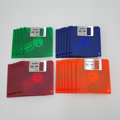Lot Of 23 Imation Neon Diskettes IBM 2HD 3.5'' Floppy Disks