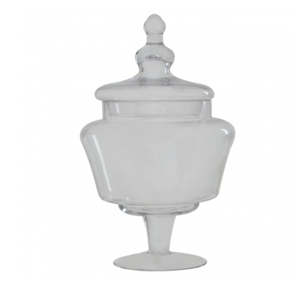 Olivia Glass Candy Jar Storage Gummies Cookies 3.1L Clear Container Footed Base