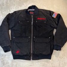 Snap-on Tools Mens CVC Woven Jacket Black Canvas Quilted Bomber 80L8Z Large
