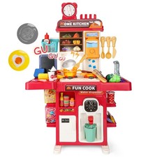 Upgrade Toy Kitchen Set for Kids Toddlers Mini Kitchen Playset with Spray Sin...