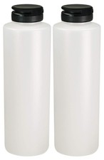 Condiment Squeeze Bottles with Flip Top Hinged Black Cap 16 oz Set of 2 Perf...