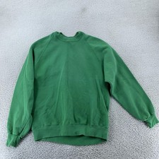 Vtg Russell 90s Sweatshirt Men Small Green Fleece Blank Long Sleeve Crewneck USA