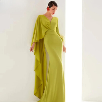 Custom Feathers Mother of The Bride Dresses V Neck Full Mermaid Party Gowns Robe