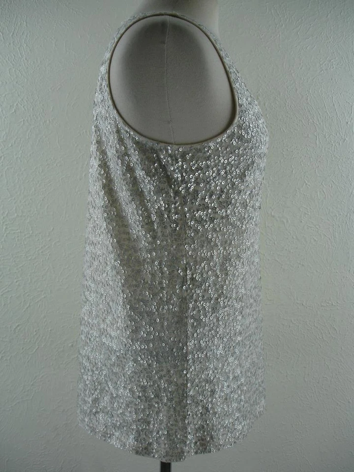 Женщин L J.Crew слоновой кости серебра блестки Майка декольте эластичной без рукавов сексуальный - Изображение 4 из 4