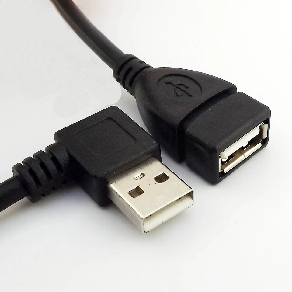 1x USB 2.0 Type A Female Jack to A Male Plug Right Angle Extension Adapter Cable - Image 2 of 4