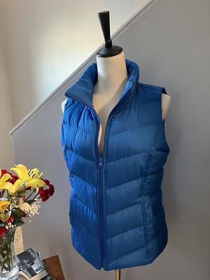 LANDS  END 600 Fill Hyper DRY Down Vest Royal Blue Water Resistant Size Small