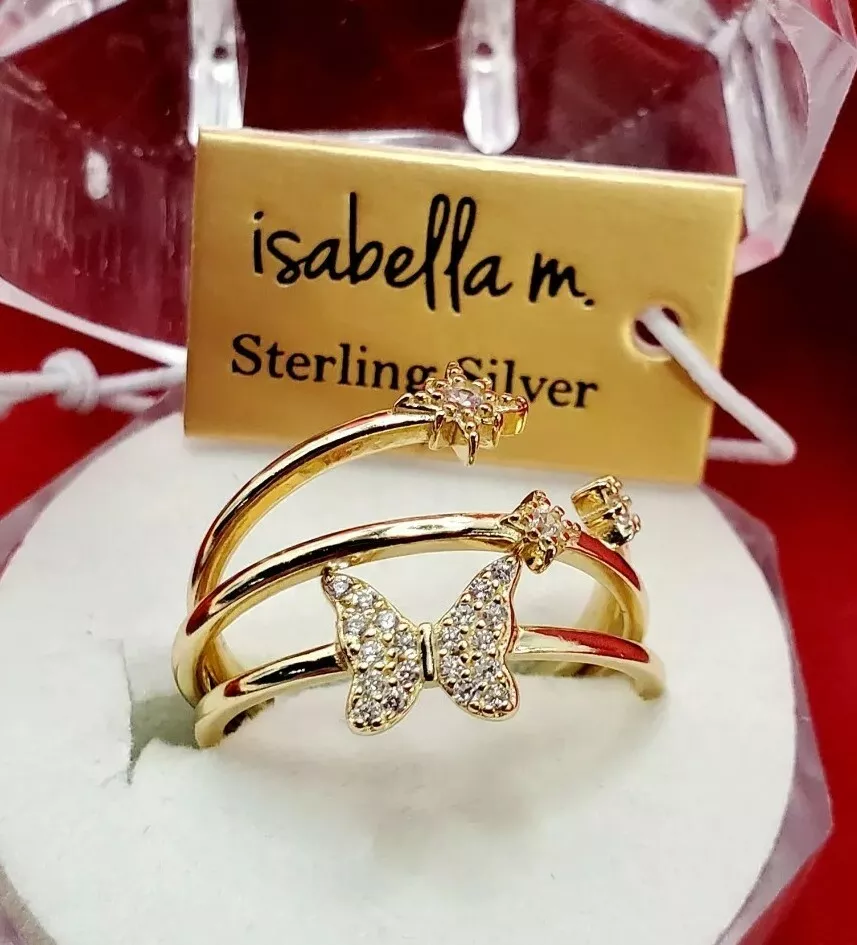 Isabella M 925 Sterling Silver Set of 3 Stackable Rings Zircon