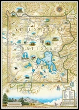 Yellowstone Map - Chart Counted Cross Stitch Patterns Needlework DMC 14 ct    