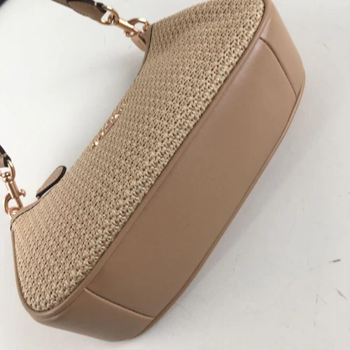 New COACH Teri 2way Shoulder Bag Crossbody Straw/Leather Latte CR350 - Bild 6 von 9
