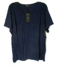New DG2 Diane Gilman Shirt Navy Blue Sz 2X Pull On Short Sleeve 687803 Women WD3
