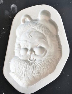 Cheery Santa Face Ceramic Mold w/ hanger-5 1/2" x 3 1/2"- Used but clean