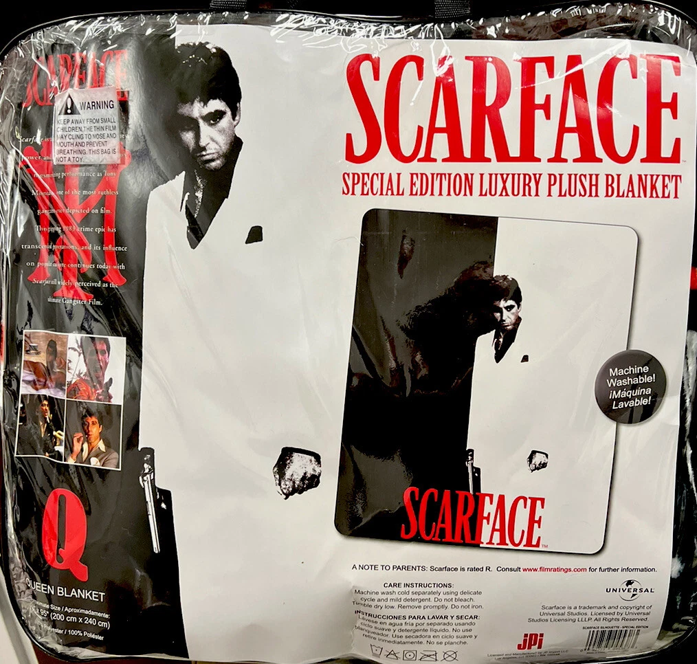 Lightweight Licensed Scarface Tony Montana Silhouette Plush Queen Blanket Soft