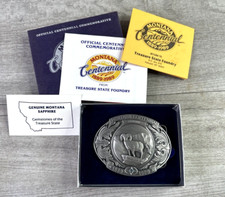 Montana Centennial Belt Buckle Bighorn Genuine MONTANA Sapphire 2493 of 2500