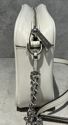 Michael Kors Signature White with Pink Stripe Camera Bag Crossbody