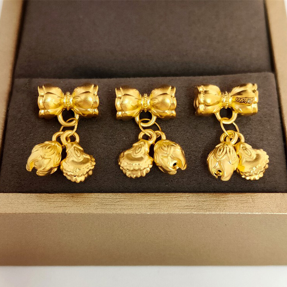 PANTOFOLA D’ORO Ciondolo tubino orchidea artiglio granchio portafortuna 3D oro giallo 999 24 carati fine 0 6 g