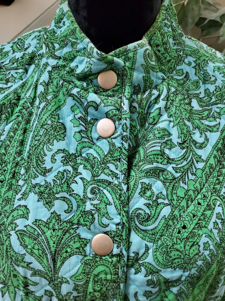 Chaqueta Charter Club Mujer Verde y Azul Algodón Manga Larga Botones Delanteros Talla XL Foto 3 de 4