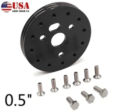 Universal Aluminum 0.5" Hub For 6Hole Steering Wheel To 3Hole Adapter Black 1/2"