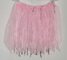 Pink Ribbons Silver Beads Tutu Skirt Ballet Dance Costume Dress Up One Sz Child