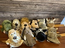 10 Piece Set Plush Animal Hand Puppets Zoo Safari Pretend Play Bin 18