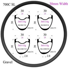 700C Gravel Bike Carbon Rim Width 30mm Depth 30mm Tubeless Hookless Disc Brake