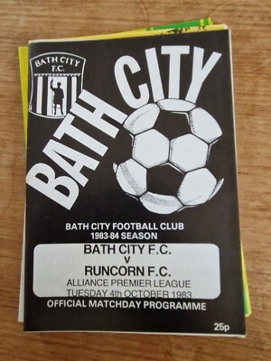 83/84 Bath City Vs Runcorn Programme UK