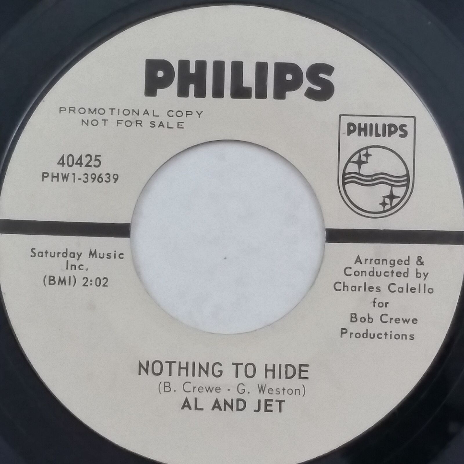 AL AND JET Nothing To Hide 40425 Promo 7" 45rpm Vinyl VG++ 1967 Northern Soul