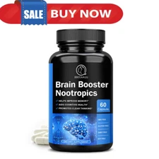 Brain Booster Nootropic Capsules Improve Memory,Focus,Clarity,Mood Support 60Pcs