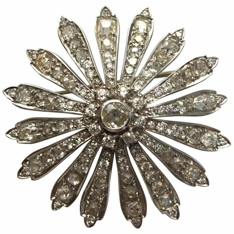 Circa 1900-1920 Vintage Daisy Pretty Brooch In Pure 925 Silver