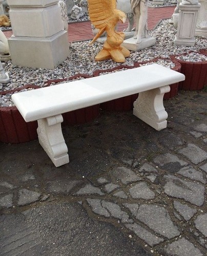 Gartenbank, Steinguss, L.125 cm Steinbank, Parkbank, Gartenfiguren